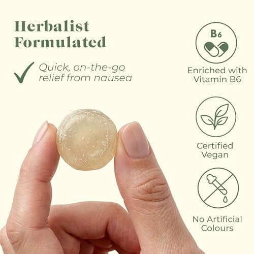 Myrtle & Maude Queasy Ginger Gins — Ginger Sweets for Morning Sickness & Pregnancy Nausea, Enriched with Vitamin B6, Certified Vegan & Made in UK, 130g — view 4