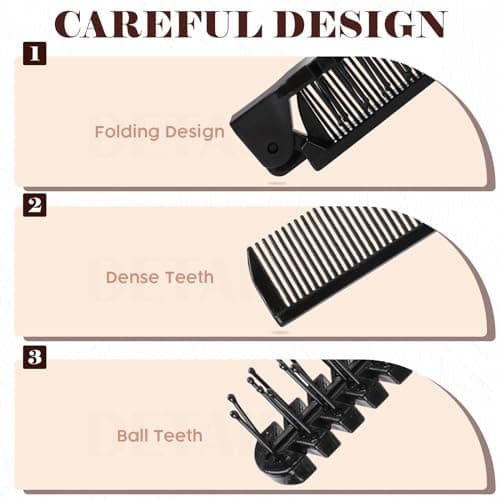 3pcs Folding Comb Travel Foldable Brush Comb Portable Hair Brush, Pocket Hair Brush for Men, Double Headed Hair Brush Hairdressing Tools Plastic Folding Comb Anti-Static Hair Comb Mini Pocket Comb — view 3