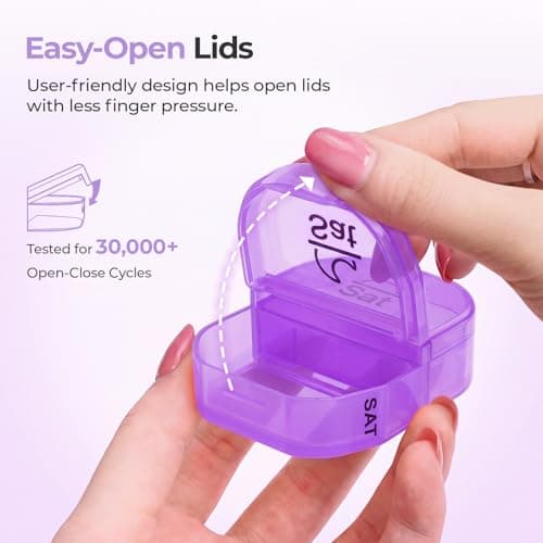 AUVON Weekly Pill Organiser with PU Leather Bag for Women, Dual Protection — view 3