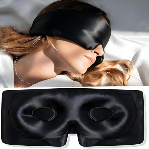 3D Contoured 22 Momme Mulberry Silk Sleep Mask with Ag+ Silver Ion – Zero Pressure Blackout Eye Mask for Side Sleepers, Lash Extensions & Travel, Hypoallergenic (BYDT)