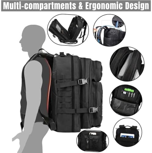 HANWELL 45L Military Tactical Backpack with 3 Flag Patches, Day Bug Out Bag — view 6