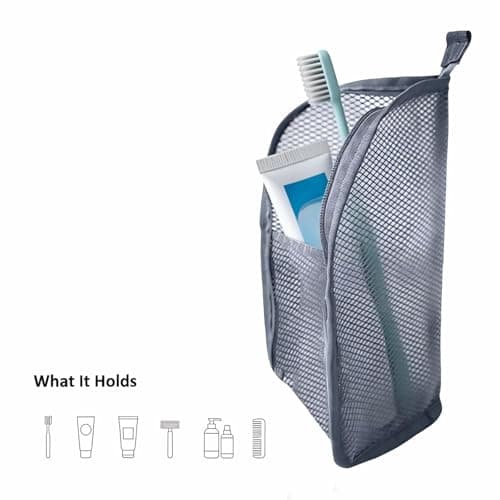 Compact Hanging Toiletry Organizer for Travel Lightweight Wash Bag with Hook Portable Camping Bathroom Storage -Saving Outdoor Shaving Kit for Adults Zippered Pouch (Black, 22X13X13cm) — view 3