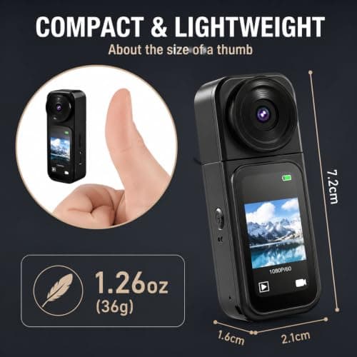 2.7K 30FPS Mini Thumb Camera with 180° Rotating Lens for Daily Shooting — view 2