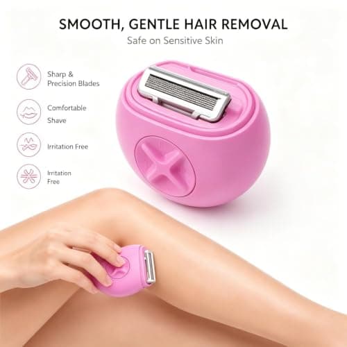 3-in-1 Portable Lady Shaver with Razor Blades, Moisturising Bar and Refillable Water Spray, 10cm (Pink) — view 3