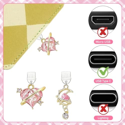 HTTDSLF Set of Decorative Accessories for Kindle Paperwhite 11th/12th Generation, 6 Pcs Inserts for Clear Case for eReader and 2 Pieces of Anti-Dust Charms, Retro Charm Set for Telephone — view 3