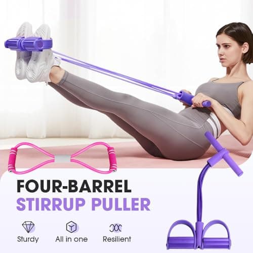 Hllpro Resistance Bands Saludea Gentle Fit Resistance Bands Saludea Flexease Bands Stretch Foot Pedal Resistance Bands with 6 Tubes Figure 8 Bands Full Body Exercise Equipment for Workout (Purple) — view 2