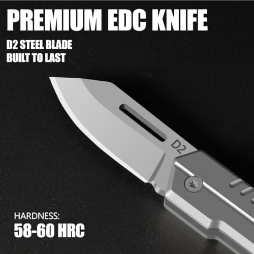 Folding Knife, Cool Dad Birthday Gifts for Men, Compact D2 Steel Edge Utility Tool, CNC Steel Handle, Lanyard Hole, Lightweight EDC Gadgets for Home, DIY, Camping, Hiking, Outdoor — view 2