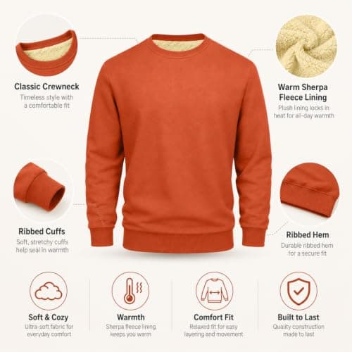 QIANCOME Thermal Sweatshirt Mens-Casual Jumpers for Men UK Fleece Lined — view 5