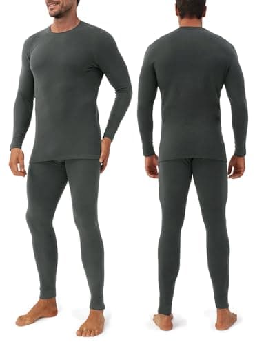 DAVID ARCHY Men's Thermal Set Contain Wool and Mulberry silk Blend Warm Luxuriously Soft Moisture-wicking Base Layer Underwear Set, Bottoms with Open Fly Suitable 14°F to 32°F — view 6