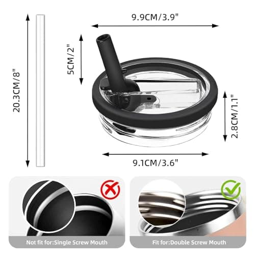 2 Pack Stanley Lid Replacement 40 oz, with Leak Proof and Flip Straw Lid, Stanley Cup Accessories,perfect for travel, fitness, and daily use. (Black and Black) — view 2