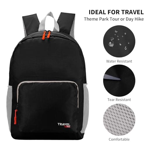Risipu 20-35L Lightweight Foldable Backpack, Student Backpack, Small Rucksack Water Resistant Durable Packable Backpacks for Women Men Outdoor Camping Travelling Walking Hiking Biking (Black) — view 5