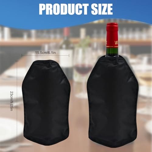 2Pack Wine Cooler Sleeves - Professional Insulated Beer & Champagne Freezer Sleeves, Black Thermal Bottle Cooling Bag Long Lasting Cold Retention Portable Design for Bevers Travel Parties,15.5 x 23 cm — view 2