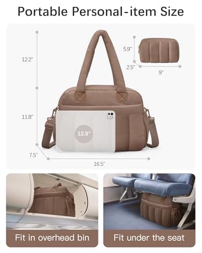 oscaurt Gym Bag 24L Travel Duffle with Toiletry Pouch Puffer Handbags for Women Carry On Holdall Bag Travel Essentials for Work Flight Weekend Hospital — view 3
