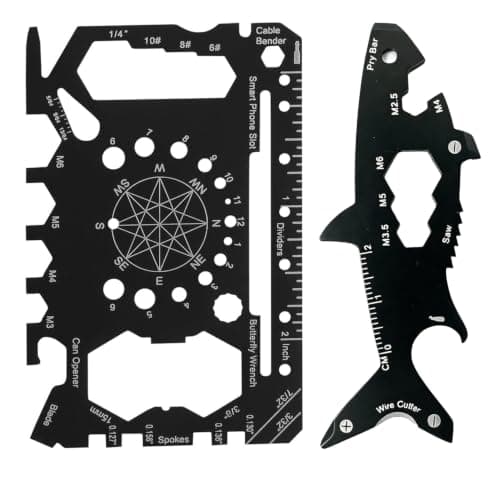 (2 Pack) 50 in 1 Multitool Wallet Card Tool and Shark-Shaped 15 in 1 Multi Tool, Mens Gifts, Birthday Gifts for Him,Valentines Day,Secret Santa Gifts for Men