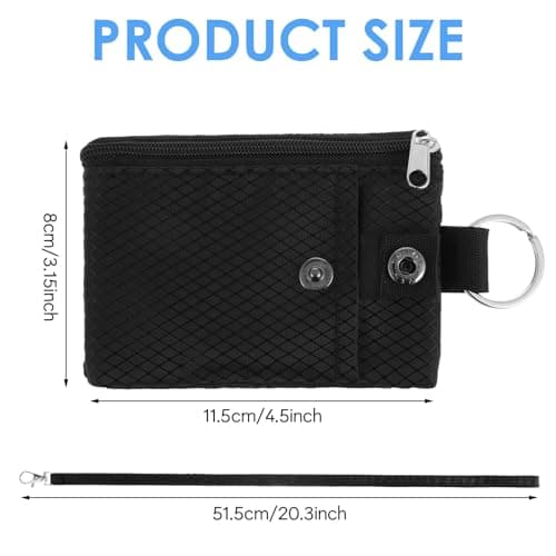 Minimalist Small Wallet with ID Window RFID Blocking Small Neck Wallet Water Resistant Zipper ID Case Pouch Travel Neck Wallets with Lanyard Keychain Badge Holder for Women Men Cards Coin Daily Use — view 2