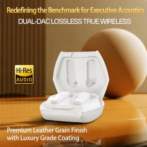 BUDZ Bluetooth 6.0 Semi-In-Ear Wireless Earbuds, 10mm PU+PEK Dual-Composite Drivers, ENC Dual-Mic Calls, 40H Playtime, 10-Min Quick Charge, Low-Latency Mode, Leather-Grain Polygonal Charging Case — view 2
