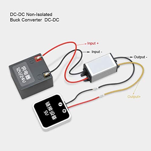 Jadeshay DC Power Converter, DC 12V/24V to 5V Step Down Converter, 5A Power Supply Adapter, Car Power Converter Voltage Changer High Efficiency Buck Voltage Regulator Power Supply Module — view 4