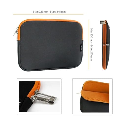 Emartbuy Midnight Black/Orange Neoprene Laptop Sleeve 13-15 Inch — view 3