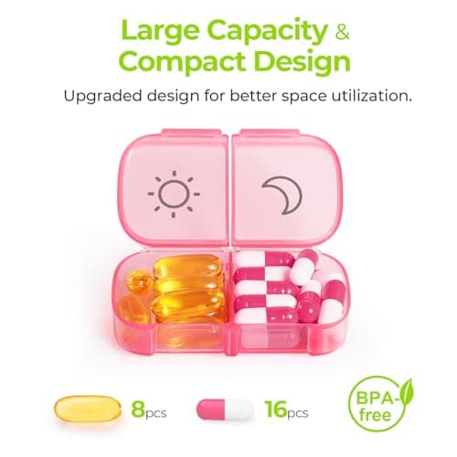 AUVON Pill Organiser, Pill Boxes 7 Day 2 Times a Day with One-Side Opening — view 3