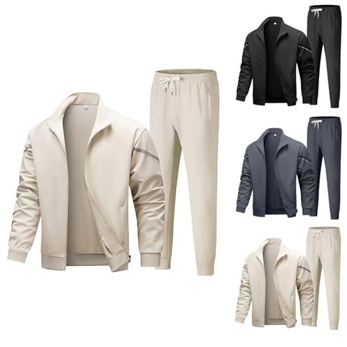 Tracksuit Mens Full Set Long Sleeve Jacket & Jogger Pants Comfortable, Warm & Stylish Loungewear Sets Workout Fitness Running Sweat-Suits Sportswear Set For Casual Wear, Gym, Travel — view 2