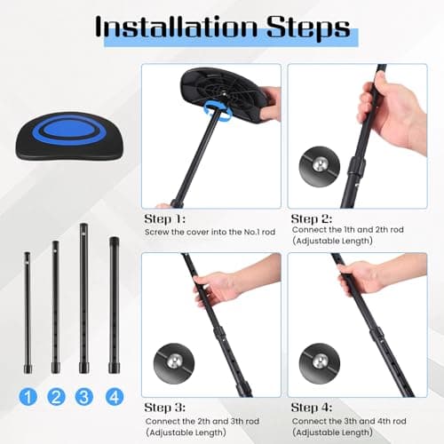 Golf Travel Bag Support Rod, Anti-impact Support Cover, Aluminum Alloy Height Adjustable 4 Telescopic Pole, Portable Golf Club Bag Stiff Arm Support Protector Accessory, Support Stick Pole System — view 6