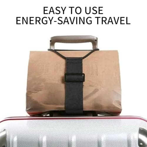 2 Pcs Elastic Fastening Belt for Luggage, Adjustable Luggage Straps for Suitcases Attach Bags, Portable Travel Suitcase Accessory (2 Black) — view 4