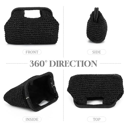 EVEOUT Straw Clutch for Women Summer Boho Faux Raffia Beach Purse Bag Holiday Woven Handbag with Chain for Wedding Party & Daily Use — view 5
