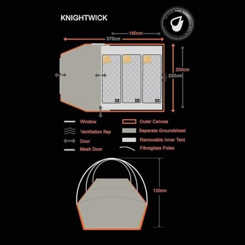 OLPRO Knightwick 3.0 3-Person Camping Tent – Waterproof 5000 mm Tunnel Tent with Sewn-In Groundsheet & Porch Storage – Lightweight Festival & Weekend Camping Dome Tent — view 3