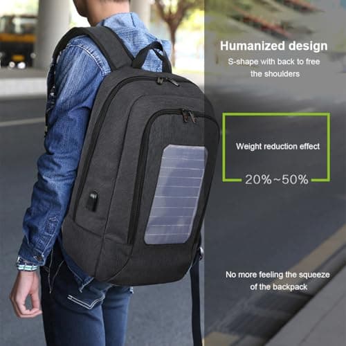 Zanthicia Backpack Solar Powered Climbing Outdoor School Shoulder Bag Waterproof 36-55L Large Capacity Zipper Closure Portable Rucksack — view 3