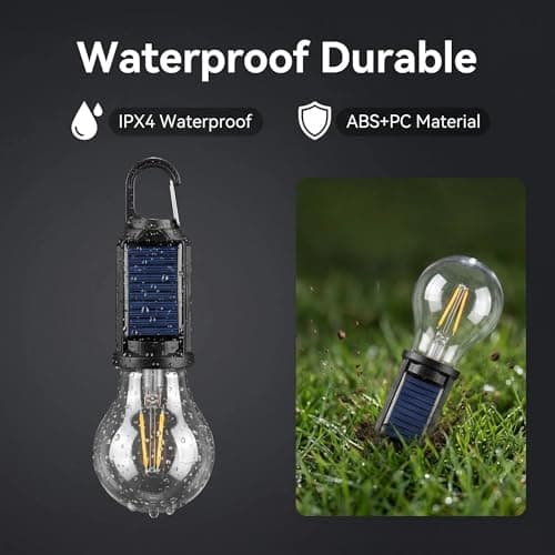 2 Pack Solar and LED Rechargeable Camping Lights with 3 Modes and Clip Hook — view 4