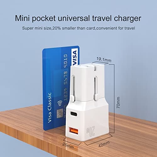 TechEye White Travel Adapter Worldwide – USB-C + QC3.0 Dual Port, 20W Fast Charging Plug for iPhone 15/14/13/12, Samsung S24/23, Fold, Note20 & More – Slim, Smart, and Portable — view 4