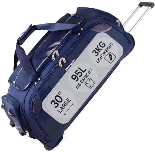Lightweight Large 30" Navy Holdall with Wheels - 95L Pierre Cardin Duffle