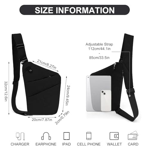 DKIIL NOIYB Sling Bag for Men Women Personal Flex Crossbody Purse Nylon Anti Theft Chest Bag with Multi Pockets for Travel Outdoor — view 6