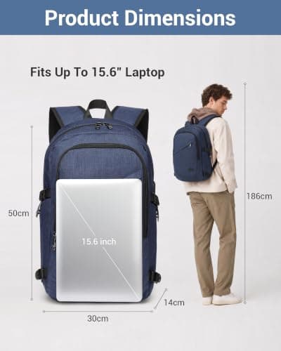 Kono Laptop Backpack School Bag Anti Theft Rucksack for Men Navy — view 4