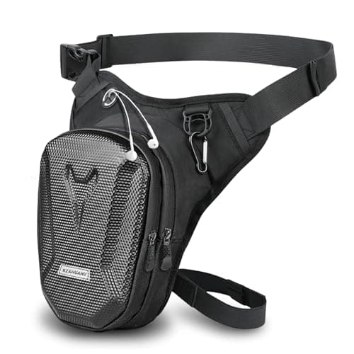 flintronic Leg Bag, Motorcycle Leg Bag, EVA Hardshell Durable Hiking Waist Pack, with Headphone Jack, Waterproof Multi-Function Sports Hip Bag for Men Women Cycling Running Traveling and Fishing
