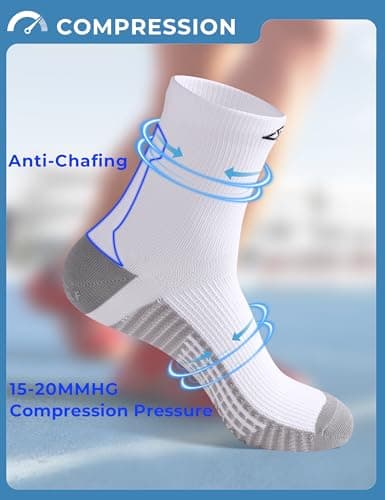 Lounwee Mens Compression Running Socks: 15-20 mmHg Arch Support Non-Slip — view 4