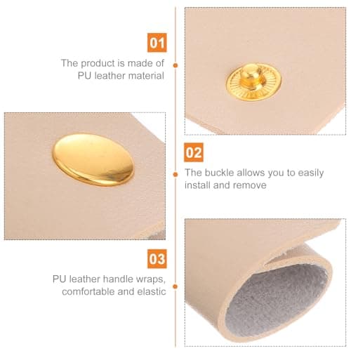 PU Leather Suitcase Handle Grip Protector with Buckle Beige — view 3
