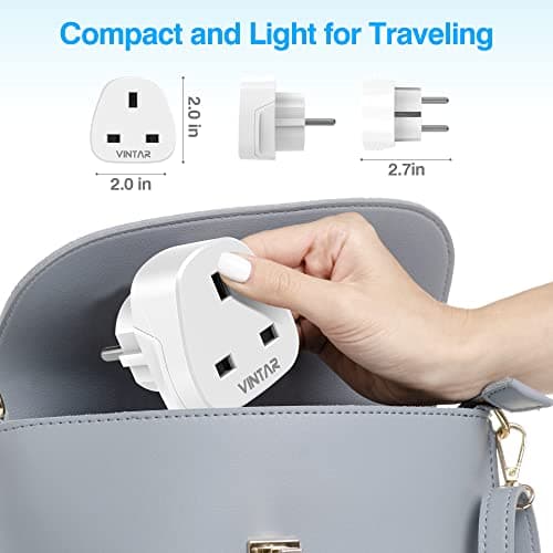 VINTAR UK to European Plug Adapter, 3 Pin to 2 Pin Travel Adaptor, 2 Pack — view 3