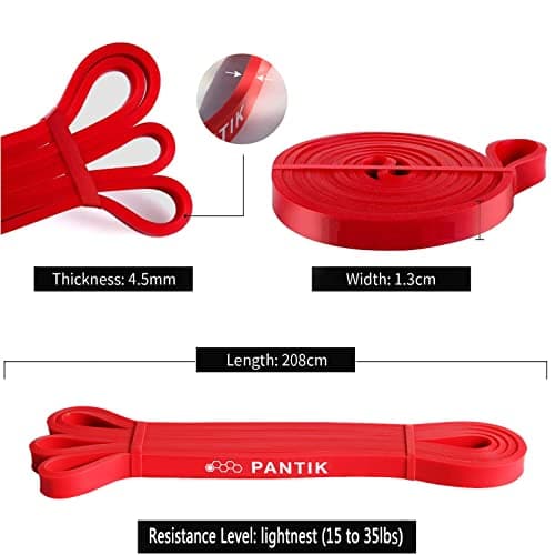 PANTIK Resistance Band for Women and Men Pull up Bands Exercise Loop Band for Body Stretching Powerlifting Yoga Pilates Resistance Training (Red: 15-35 lbs) — view 5