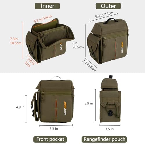 WOLFHUNT Binocular Harness Chest Pack Magnetic Closure, Bino Case with Detachable Rangefinder Pouch, Camouflage Bino Bag with Adjustable Strap for Hunting, Field Observation — view 6
