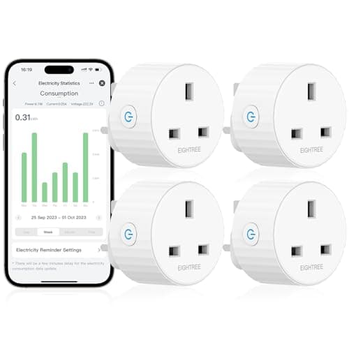 EIGHTREE Smart Plug with Energy Monitoring, Timer Plug Socket UK, 13A, 2.4G