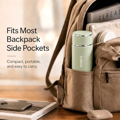 【Upgraded】 Exllena Small 500ml Water Bottle for Handbag – Small Flask for Hot & Cold Drinks, Perfect Small Insulated Water Bottle for Travel, Milk, Coffee...(Mint-Green) — view 5