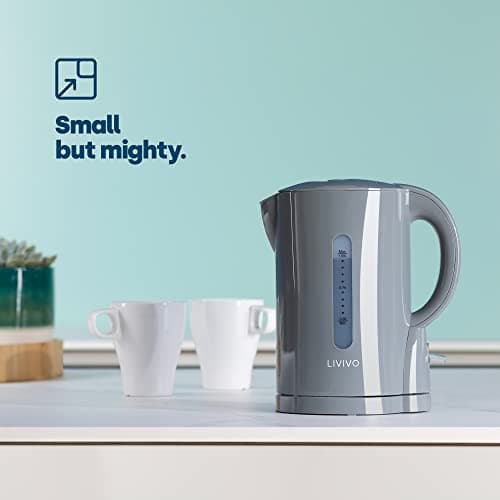 LIVIVO 1L Cordless Kettle - 900W Compact, Makes 4 Cups Electric Kettle Cordless with Boil Protection, Auto Shut off, Detachable Jug - Kettles Electric Cordless for Home, Office & Travel - Grey — view 2