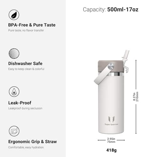 Sparrow Kids Insulated Water Bottle with Straw 500ml Metal Water Bottles — view 3