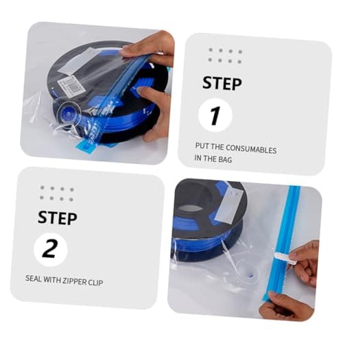 SEWACC Vacuum Compression Storage Bags Set with Pump and Clips Nylon Carbon Fiber Dustproof Space Saver Bags for 3D Printer Consumables and Clothes with 5 Drying Sachets — view 5
