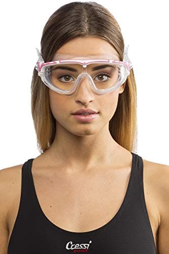Cressi Skylight Swimming Goggles - Silicone Seal for Adult Swim Goggles - UV Anti-Fog Swimming Mask - Clear/Frame White Pink — view 4