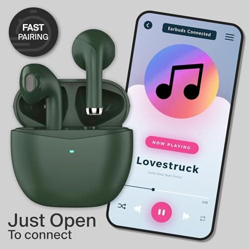 WATCHEM Wireless Earbuds Green – Bluetooth 5.0 TWS In-Ear Headphones, IPX5 Waterproof Earphones, Fast Charging Case, Lightweight, Stylish, Small Fit, Sports & Gym Ready — view 5