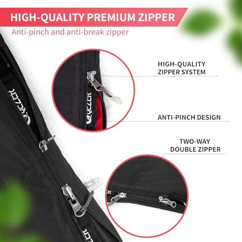 QEZER Down Sleeping Bag,Lightweight Rectangular Winter Sleeping Bag [1180g/1860g] for Adults and Kids 4 Season Camping, Hiking,Warehouse and Moutaineering Outdoor (Black, 1200g down) — view 5