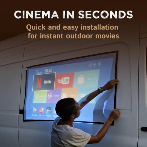 Magnetic Outdoor Projector Screen - Portable HD Projector Screen, 16:9 Aspect Ratio, 1080 Compatible, Foldable Camping White Screen for Van, SUV, Car - Outdoor Movies — view 4