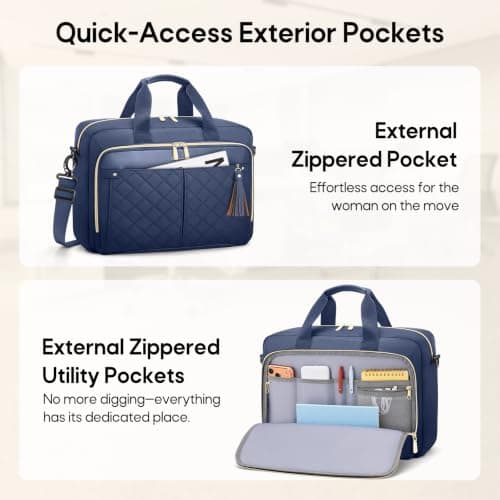 RAINSMORE Laptop Bags for Women 15.6 inch Large Capacity Briefcase Work Bag — view 4